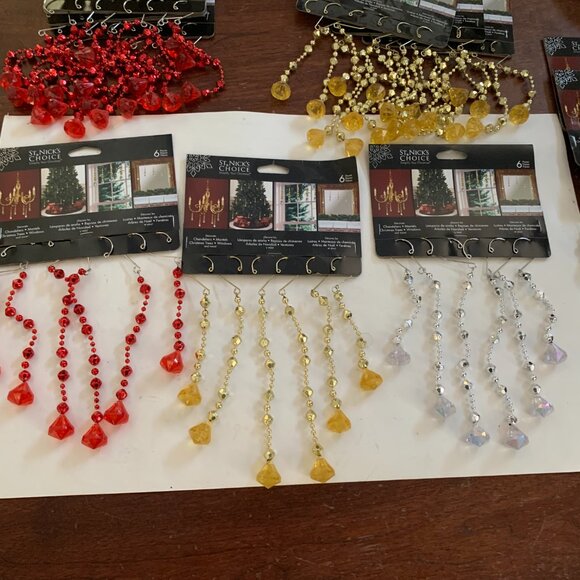 Beaded Ornament Dangling Decorations One box of 12 sets of 6 dangles - Picture 2 of 11